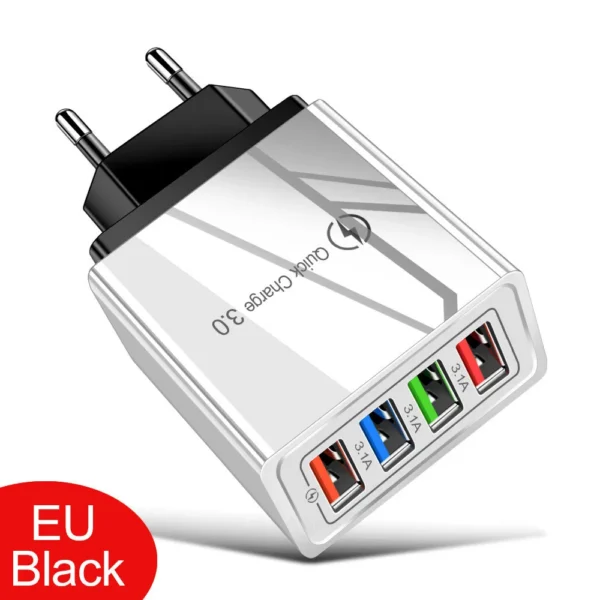 4USB Mobile Phone Charger 3A flat-panel Travel charger American standard European - Image 5