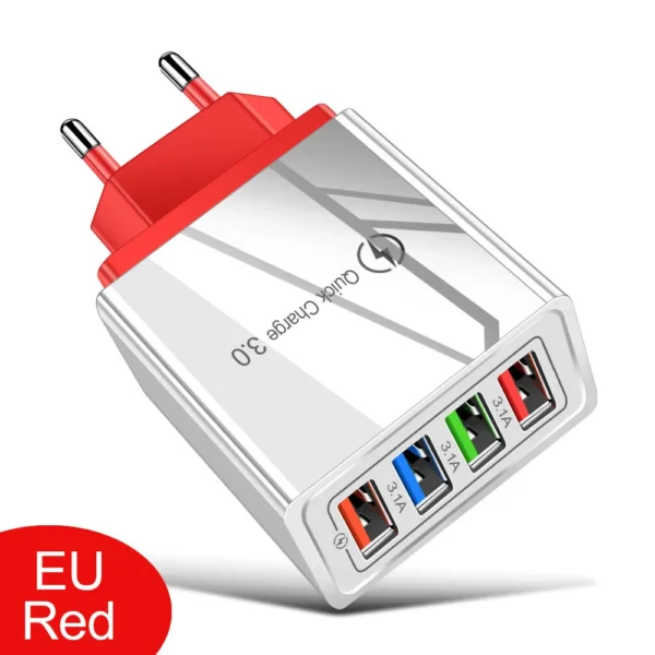 4USB Mobile Phone Charger 3A flat-panel Travel charger American standard European - Image 4