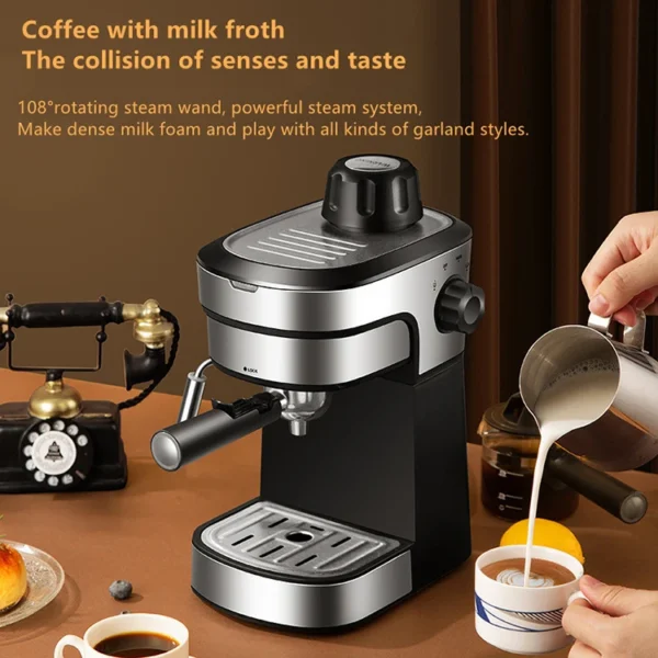 Semi-Automatic Expresso Coffee Machine Office Espresso Maker With Milk Frother Removable Water Tank For Latte and Cappuccino - Image 3