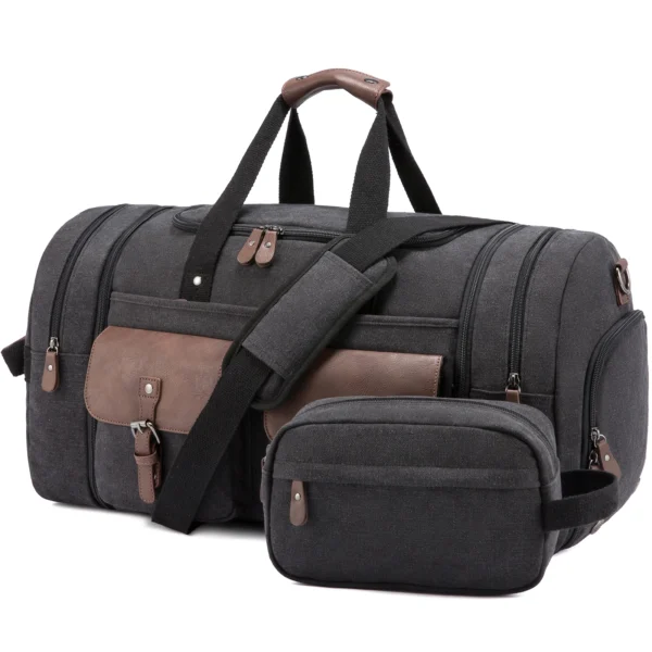 Mens Canvas Duffle Bag with Toiletry Purse for Travel - Image 2