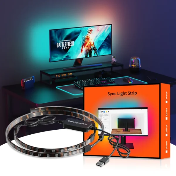 USB 5V Sync Light Strip Computer Game Room immersive Ambient Light Gaming PC Display - Image 6