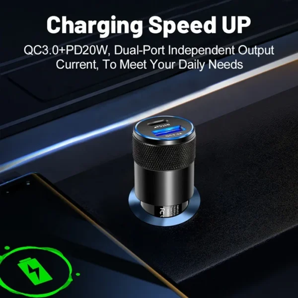 High Quality 38W PD QC3.0 Dual Port Fast Charging Car Charger - Image 3