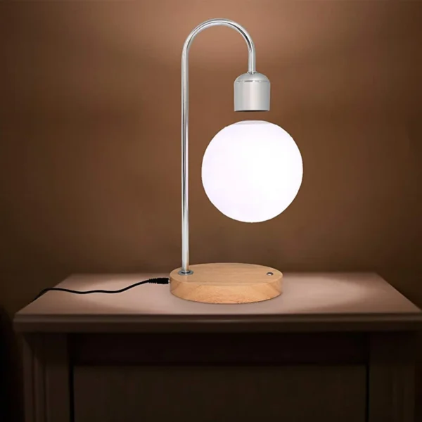 Creativity Smart Phone Wireless Charge Table LED Bulb Desk Wooden Floating Light Magnetic Levitating Lamp - Image 5