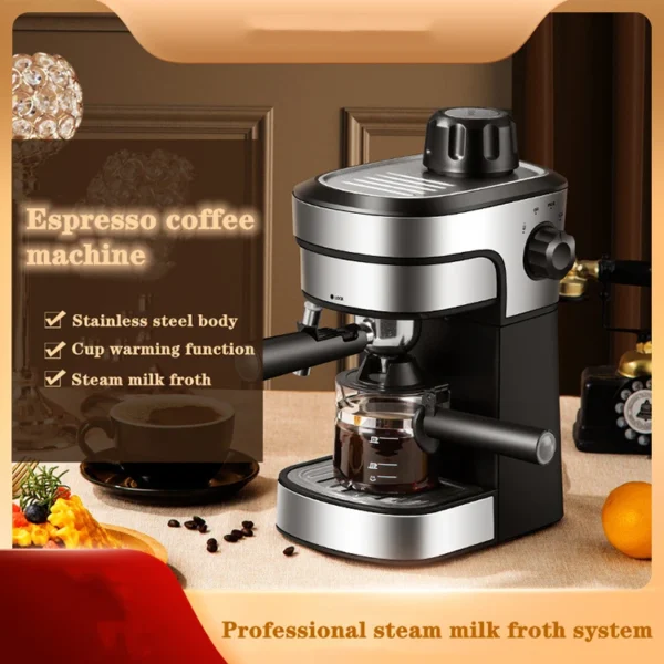 Semi-Automatic Expresso Coffee Machine Office Espresso Maker With Milk Frother Removable Water Tank For Latte and Cappuccino