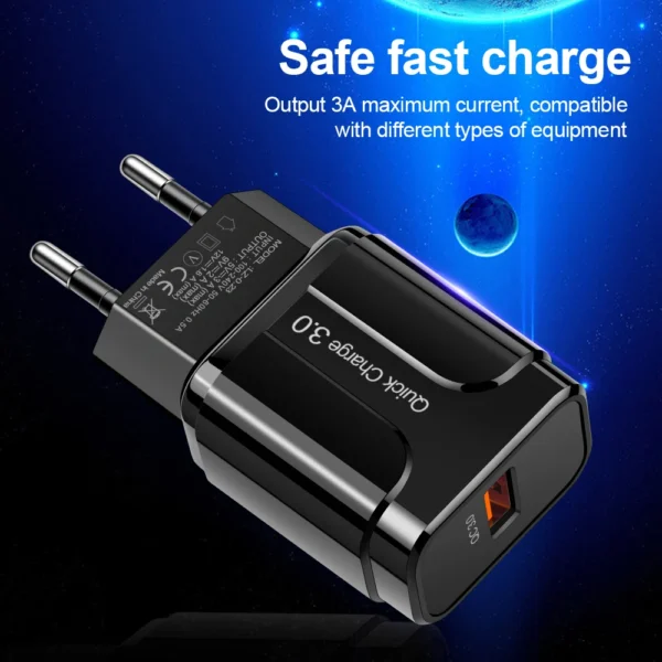 USB Fast Charging EU/US Plug Adapter Wall Mobile Phone Charger - Image 4