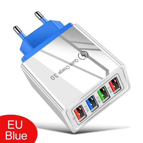 4USB Mobile Phone Charger 3A flat-panel Travel charger American standard European - Image 2