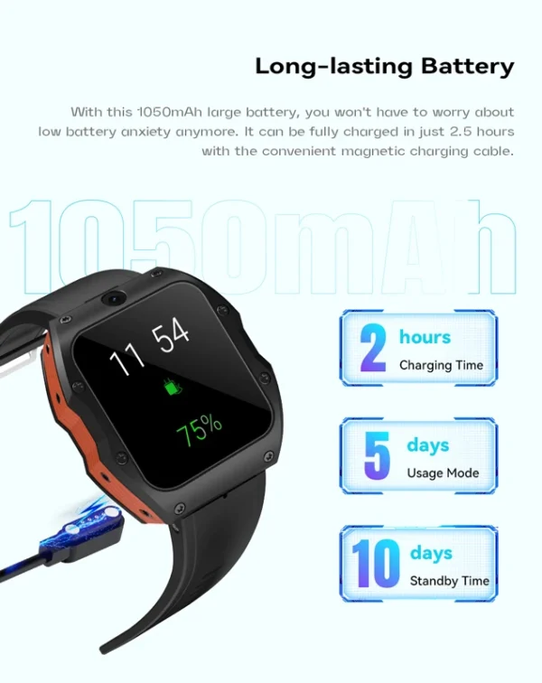 Super September quick shipRogbid model X 4G 128G Android 1050mAh 4G GPS  2.1 inch Sport smart watch - Image 4