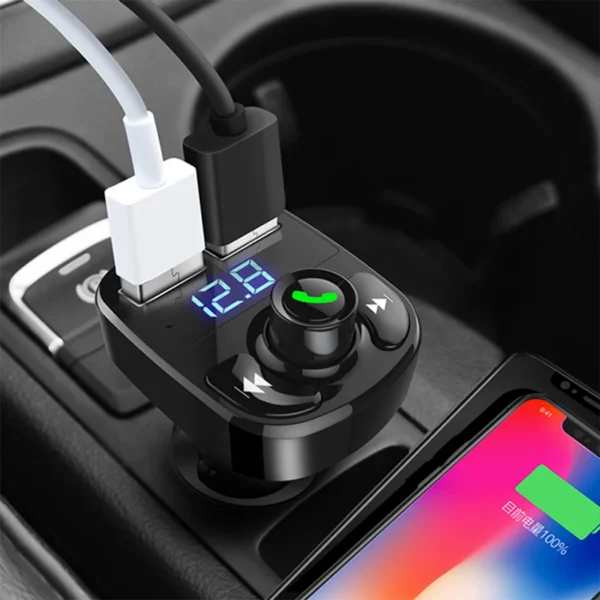 Car Charger Bluetooth MP3 Player With Adapter High Speed Charging Two Devices - Image 2